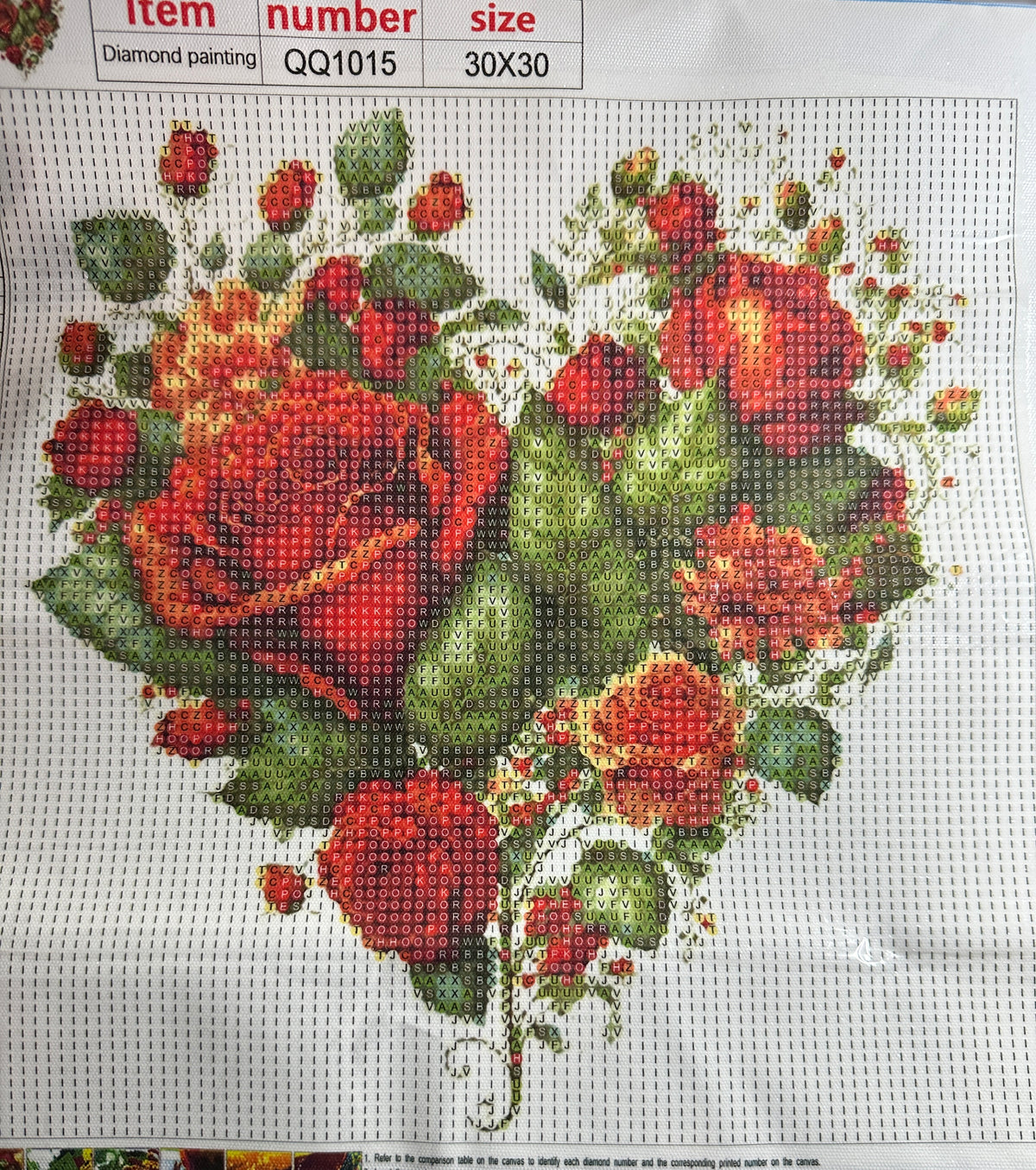 Red Rose Heart Round Diamond Art Kit – 30 × 30 cm