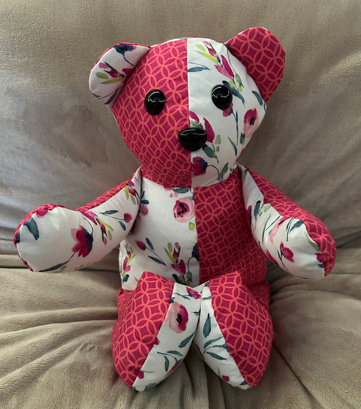 Pink Petals Handmade Keepsake Bear – 12 Inch Seated