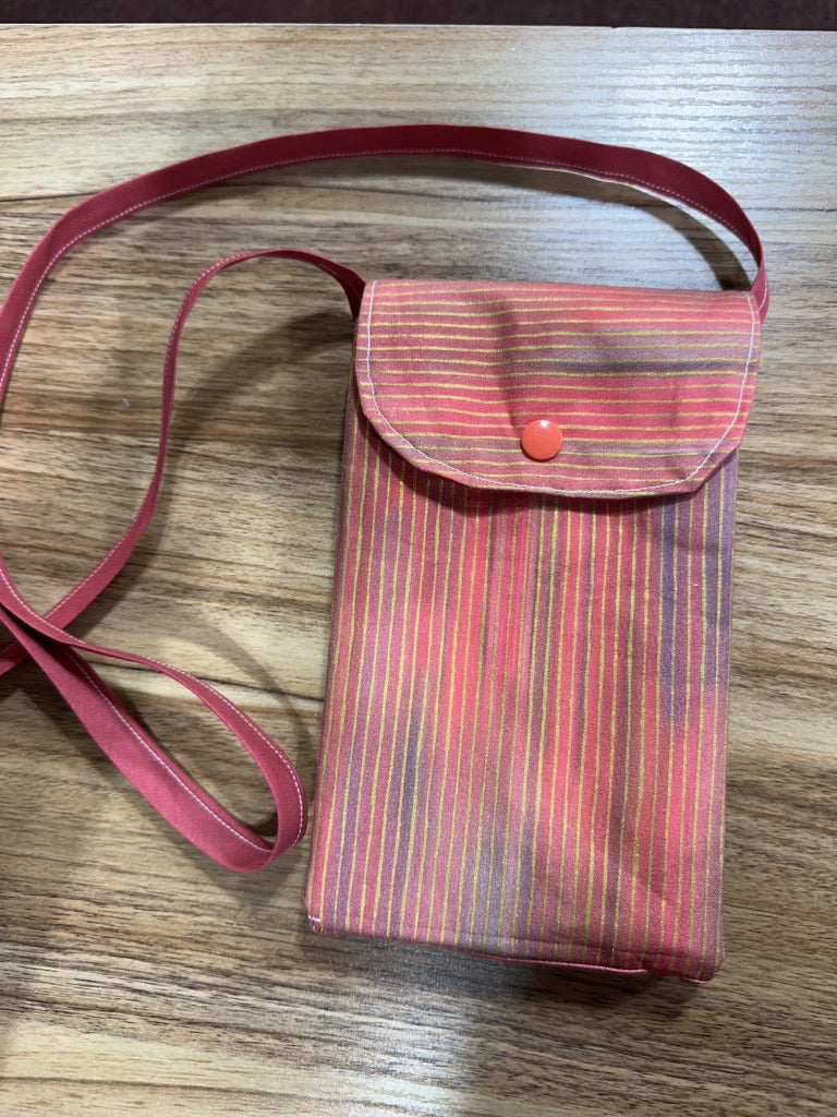 Rose Stripe Handmade Crossbody Cell Phone Purse