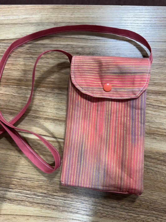 Rose Stripe Handmade Crossbody Cell Phone Purse