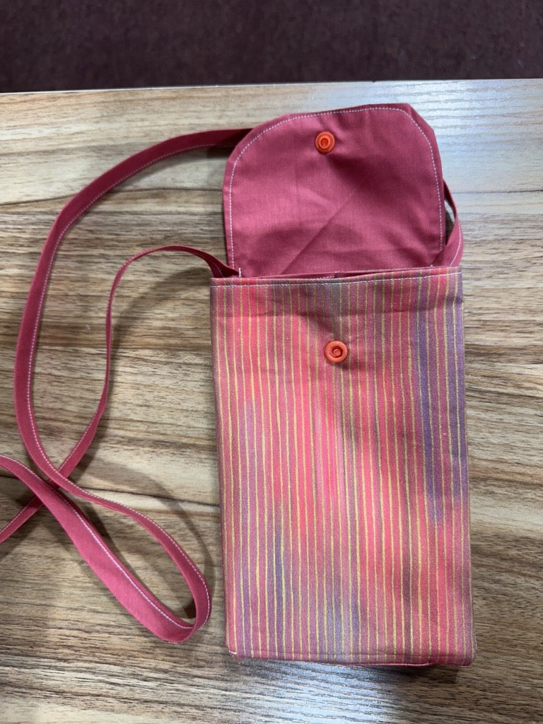 Rose Stripe Handmade Crossbody Cell Phone Purse