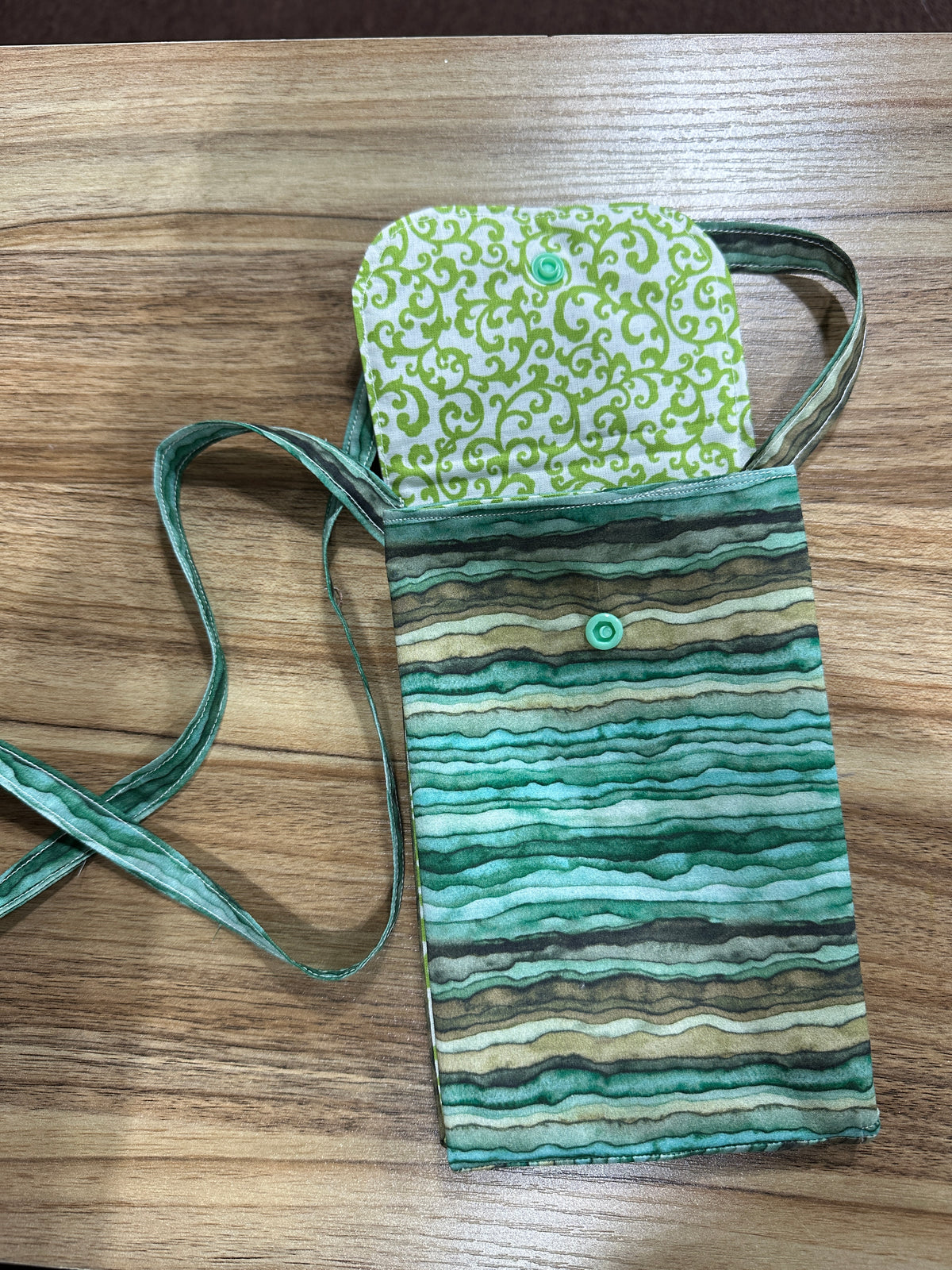 Teal Waves Handmade Crossbody Cell Phone Purse