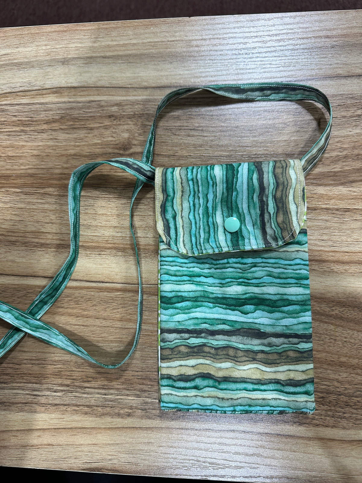 Teal Waves Handmade Crossbody Cell Phone Purse