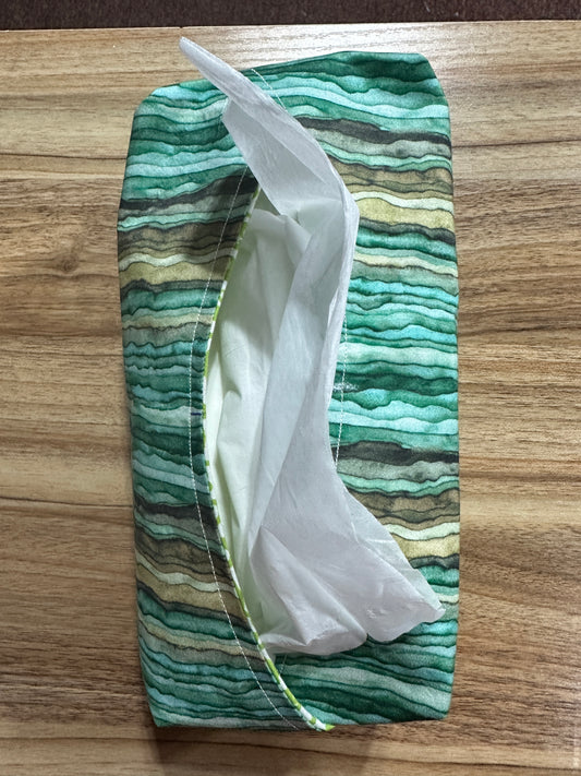 Handmade Full-Size Fabric Tissue Holder – Green Waves