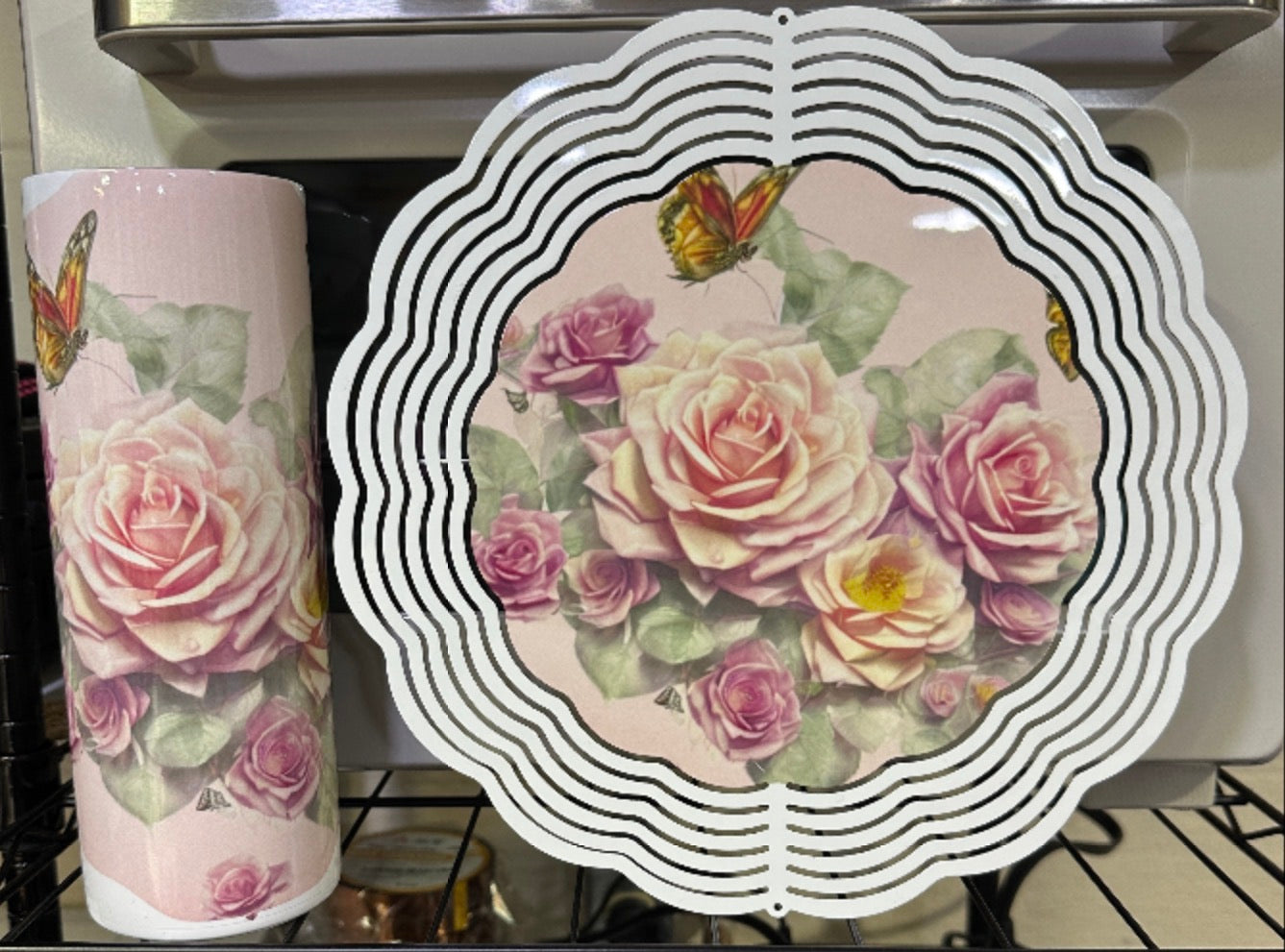 Rose 20oz Skinny Tumbler and Wind Spinner Set