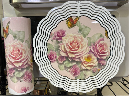 Rose 20oz Skinny Tumbler and Wind Spinner Set