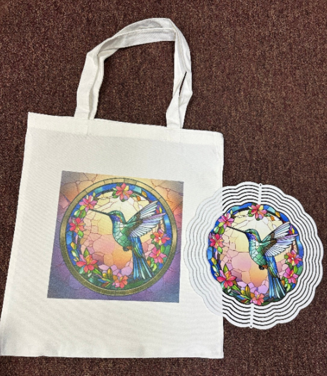 Hummingbird Tote & Wind Spinner Set