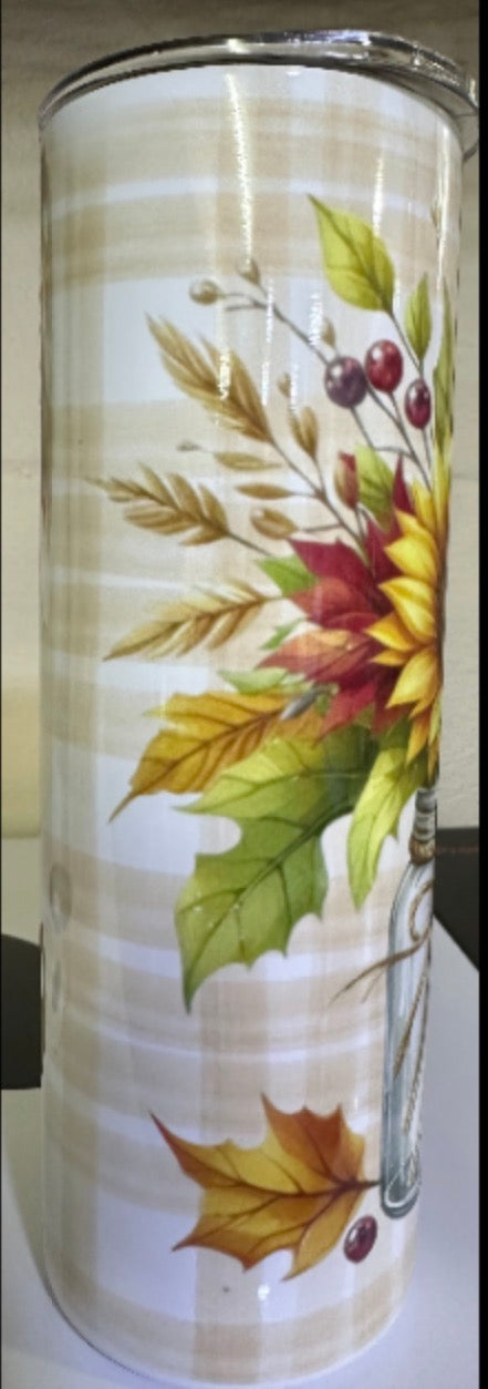 Mason Jar Sunflower Floral 20oz Skinny Tumbler