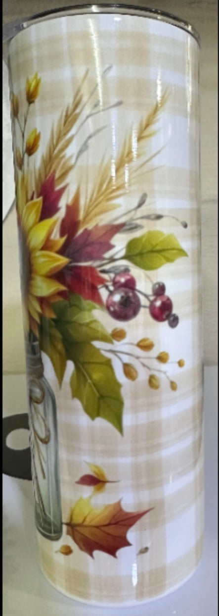 Mason Jar Sunflower Floral 20oz Skinny Tumbler