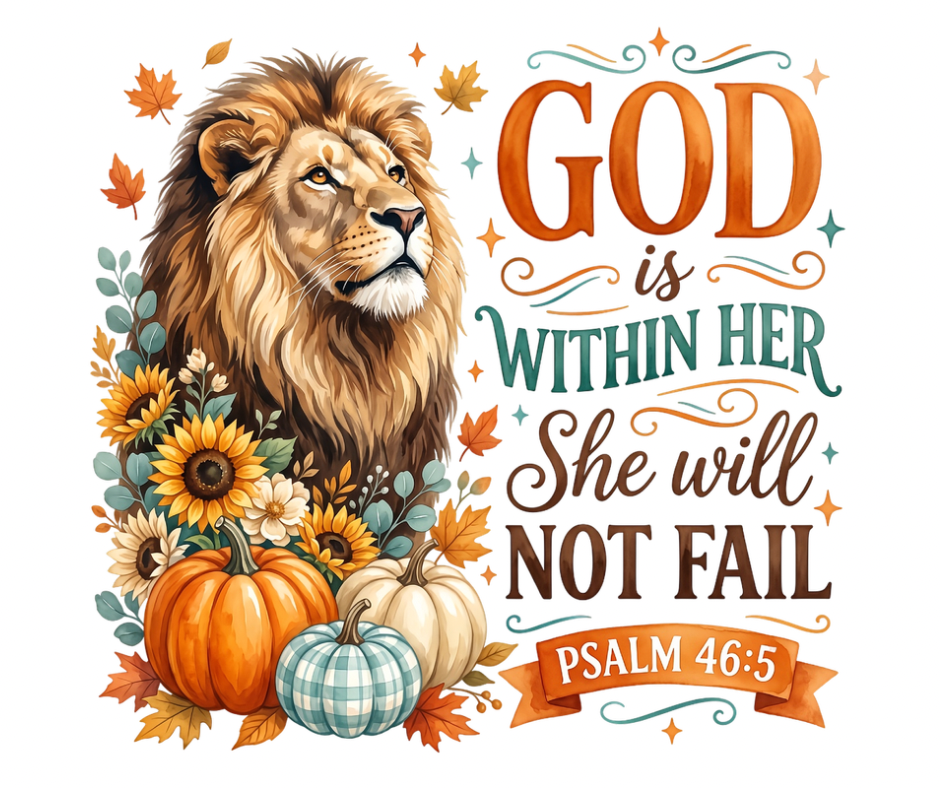 God is Within Her She Will Not Fail - Psalm 46:5 Fall PNG Digital Download