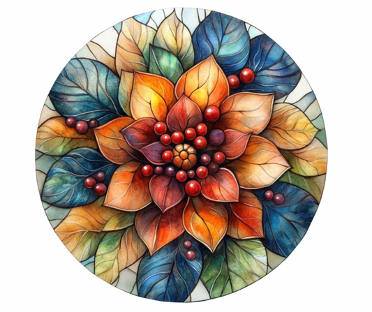 Fall Stained Glass Flowers Digital Download Bundle - 27 pc PNG Clip Art Set
