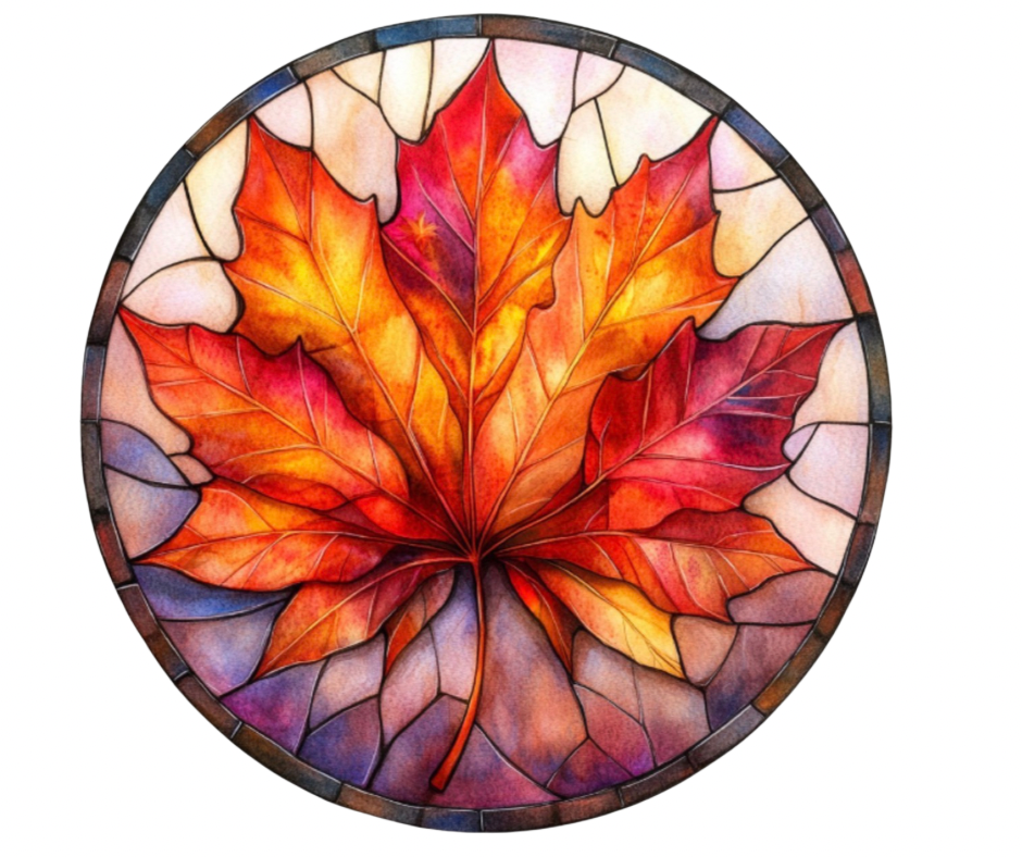Fall Stained Glass Flowers Digital Download Bundle - 27 pc PNG Clip Art Set