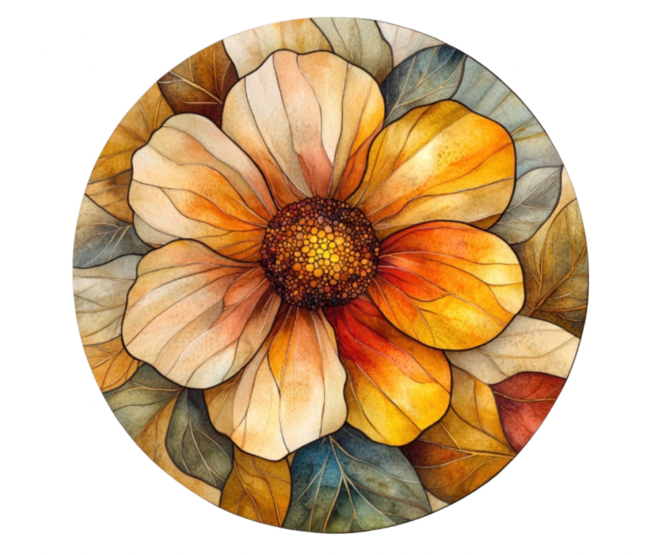 Fall Stained Glass Flowers Digital Download Bundle - 27 pc PNG Clip Art Set