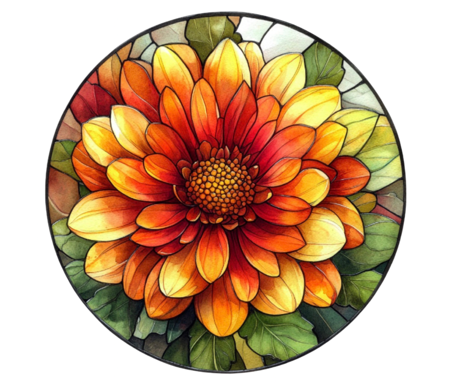 Fall Stained Glass Flowers Digital Download Bundle - 27 pc PNG Clip Art Set