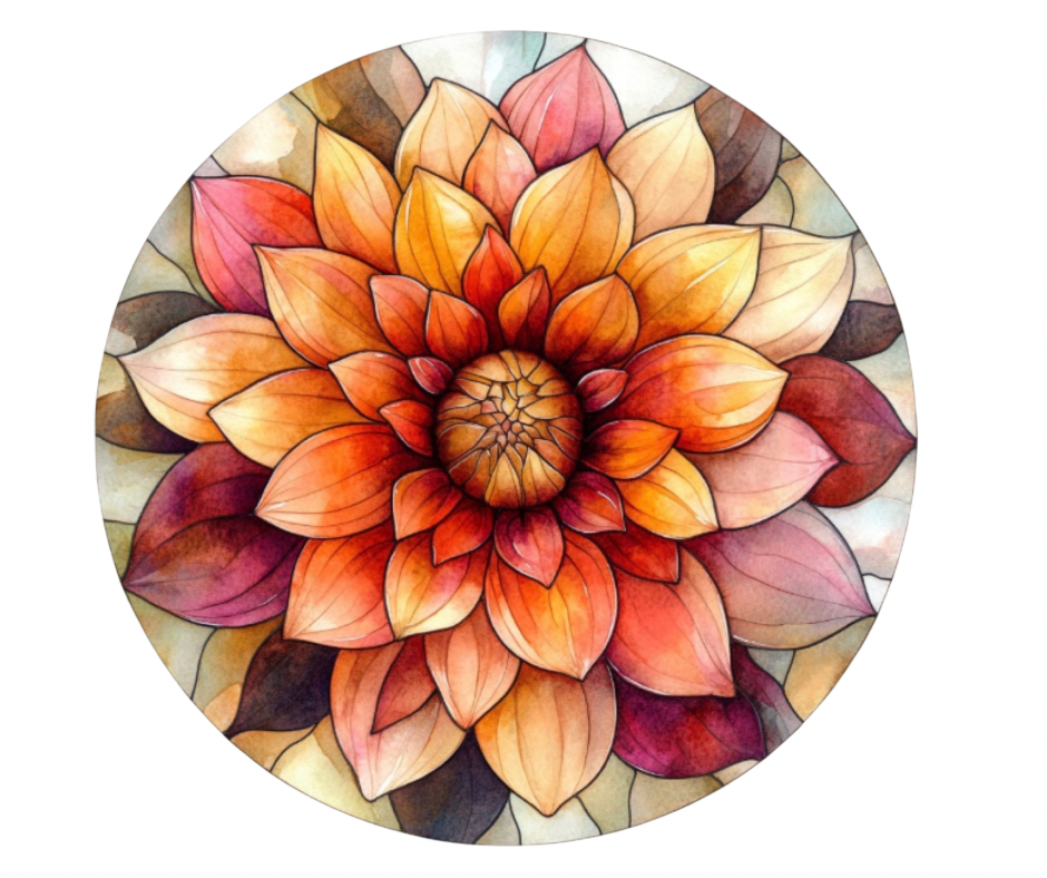 Fall Stained Glass Flowers Digital Download Bundle - 27 pc PNG Clip Art Set