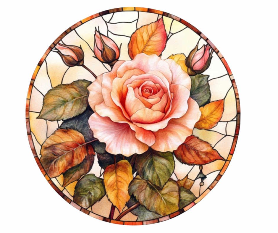 Fall Stained Glass Flowers Digital Download Bundle - 27 pc PNG Clip Art Set