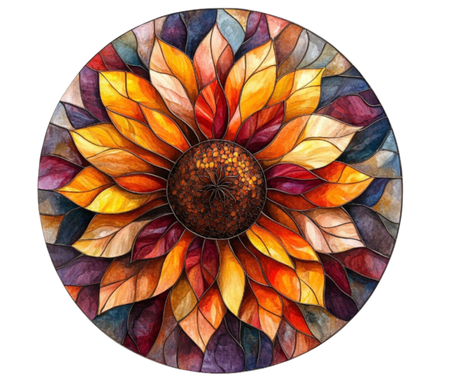 Fall Stained Glass Flowers Digital Download Bundle - 27 pc PNG Clip Art Set