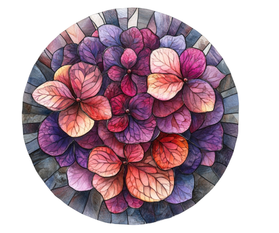 Fall Stained Glass Flowers Digital Download Bundle - 27 pc PNG Clip Art Set