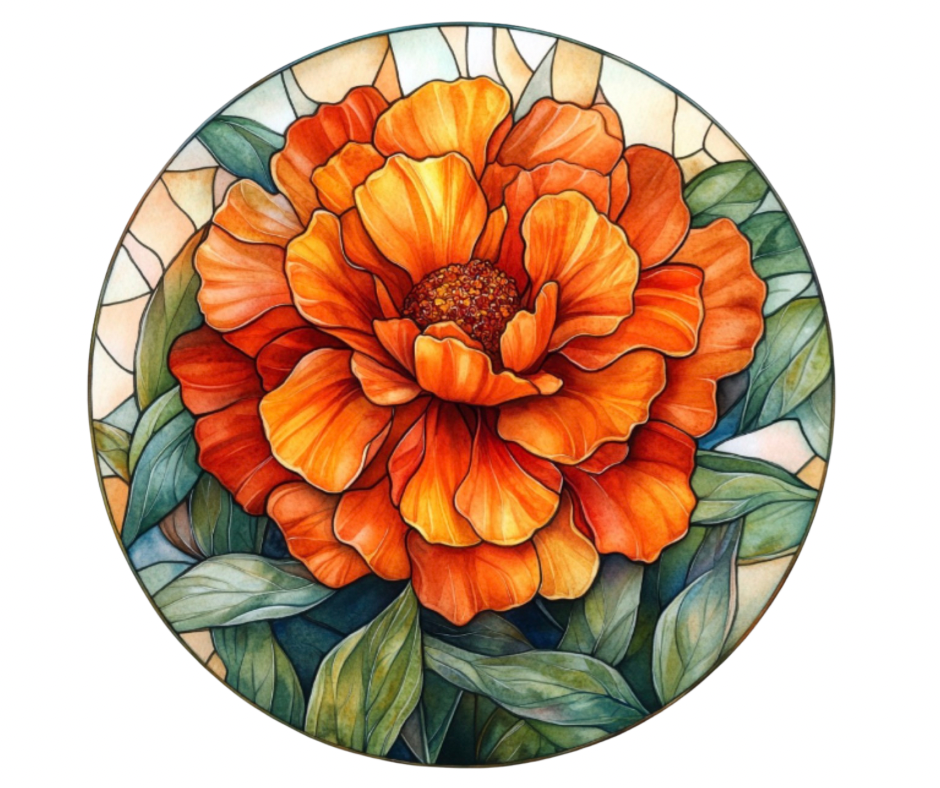 Fall Stained Glass Flowers Digital Download Bundle - 27 pc PNG Clip Art Set