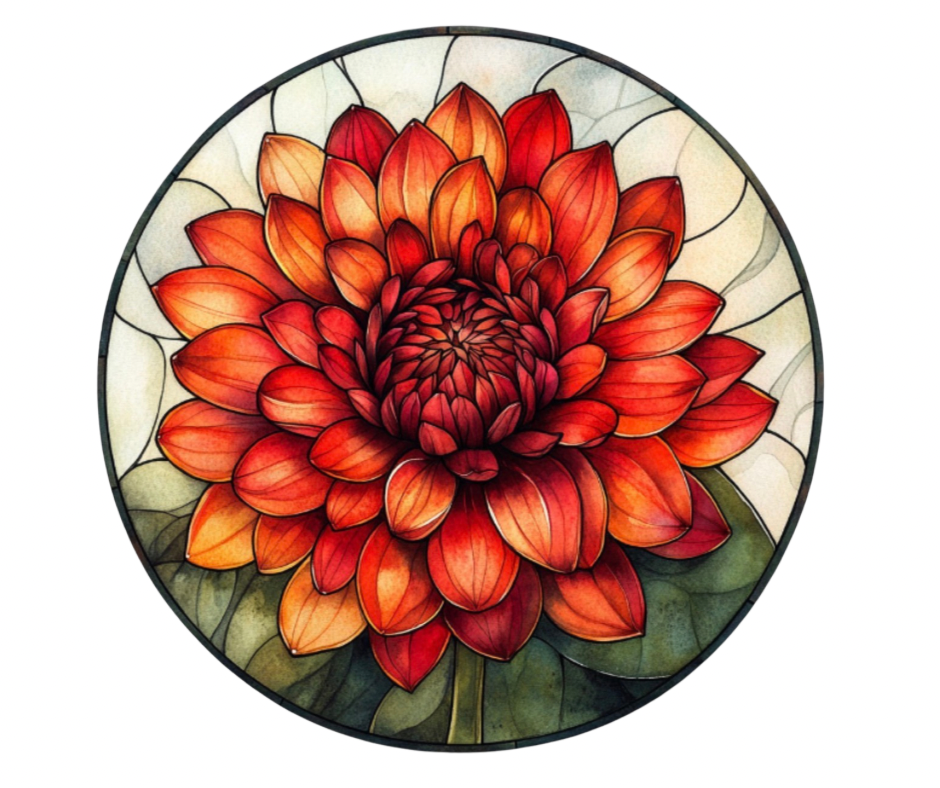 Fall Stained Glass Flowers Digital Download Bundle - 27 pc PNG Clip Art Set