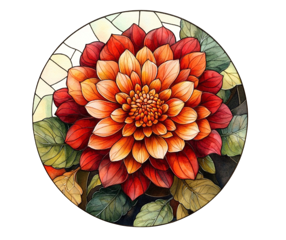 Fall Stained Glass Flowers Digital Download Bundle - 27 pc PNG Clip Art Set