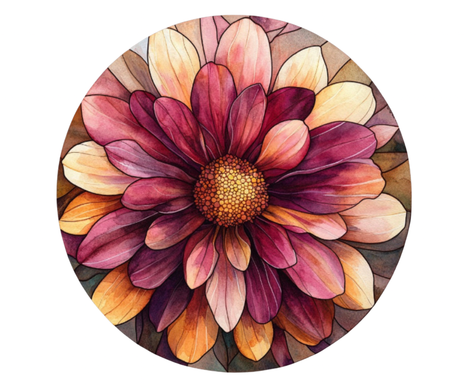 Fall Stained Glass Flowers Digital Download Bundle - 27 pc PNG Clip Art Set