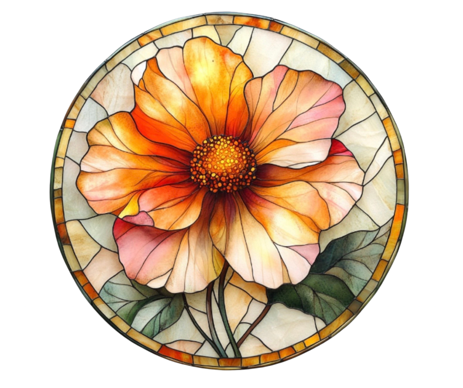 Fall Stained Glass Flowers Digital Download Bundle - 27 pc PNG Clip Art Set
