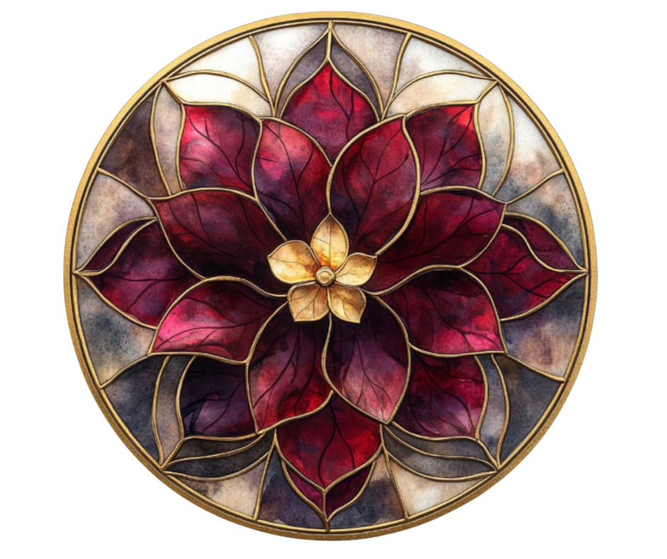 Fall Stained Glass Flowers Digital Download Bundle - 27 pc PNG Clip Art Set