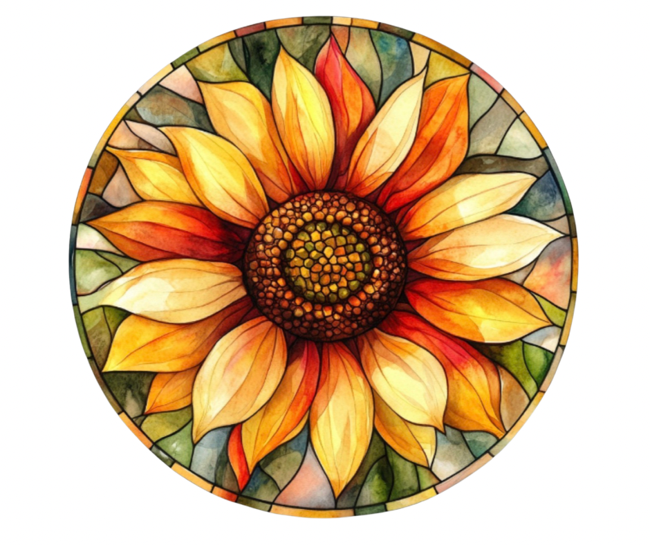 Fall Stained Glass Flowers Digital Download Bundle - 27 pc PNG Clip Art Set