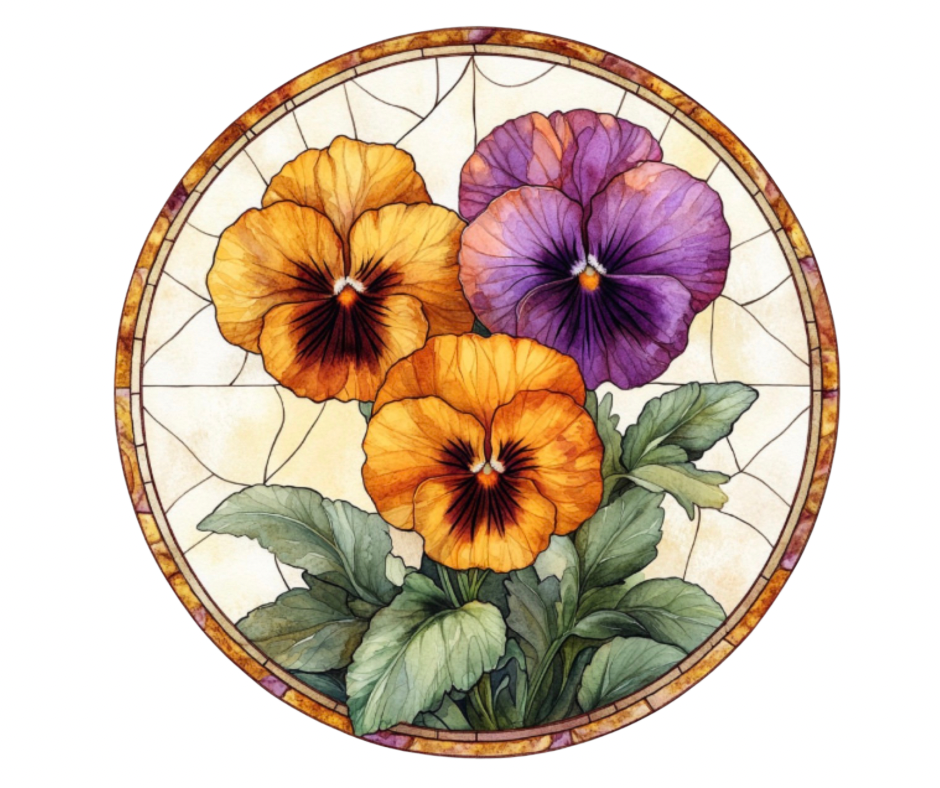Fall Stained Glass Flowers Digital Download Bundle - 27 pc PNG Clip Art Set