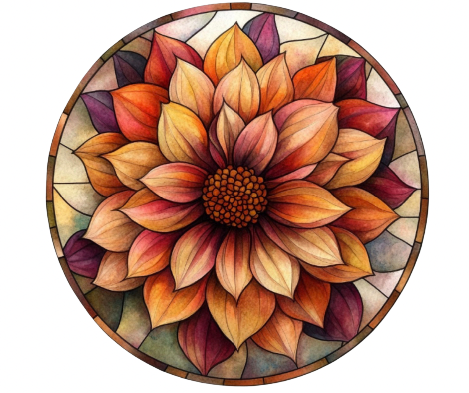 Fall Stained Glass Flowers Digital Download Bundle - 27 pc PNG Clip Art Set