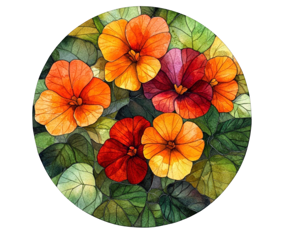 Fall Stained Glass Flowers Digital Download Bundle - 27 pc PNG Clip Art Set