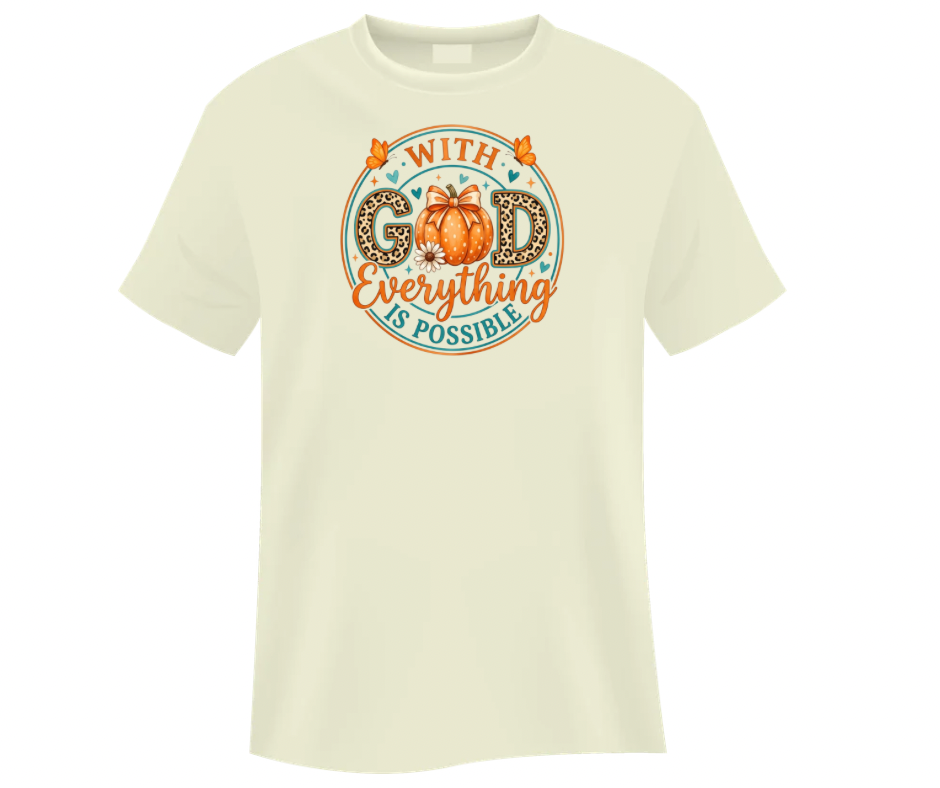With God Everything is Possible - Fall Pumpkin PNG Digital Download